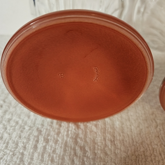 Vintage France Ice Cream Sundae Ruffled Edge Dish Cup Glass Coral Red Bottom - Picture 3 of 5